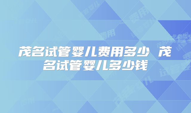 茂名试管婴儿费用多少 茂名试管婴儿多少钱
