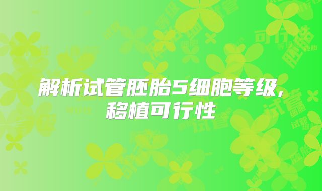 解析试管胚胎5细胞等级,移植可行性