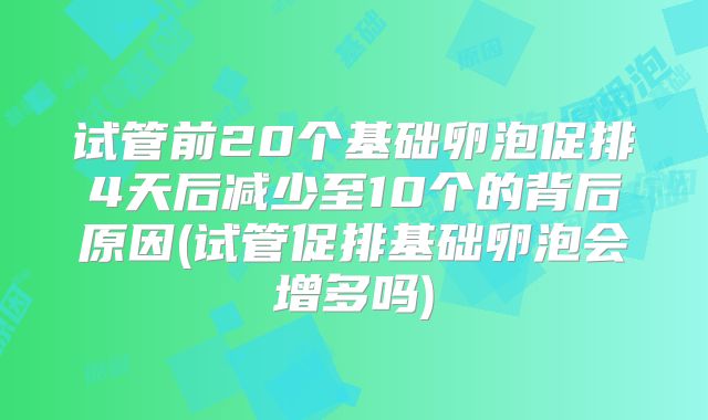 试管前20个基础卵泡促排4天后减少至10个的背后原因(试管促排基础卵泡会增多吗)