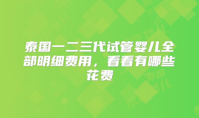 泰国一二三代试管婴儿全部明细费用，看看有哪些花费