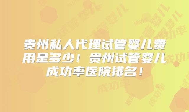 贵州私人代理试管婴儿费用是多少!贵州试管婴儿成功率医院排名!