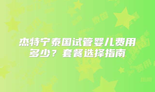 杰特宁泰国试管婴儿费用多少？套餐选择指南