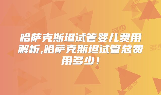 哈萨克斯坦试管婴儿费用解析,哈萨克斯坦试管总费用多少！