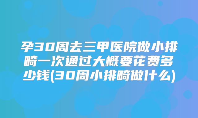 孕30周去三甲医院做小排畸一次通过大概要花费多少钱(30周小排畸做什么)