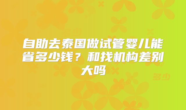 自助去泰国做试管婴儿能省多少钱?和找机构差别大吗