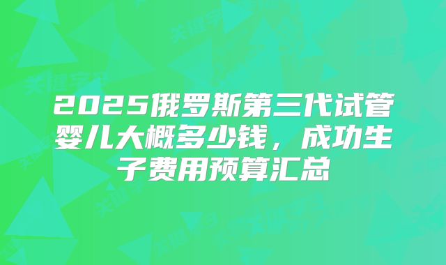 2025俄罗斯第三代试管婴儿大概多少钱,成功生子费用预算汇总