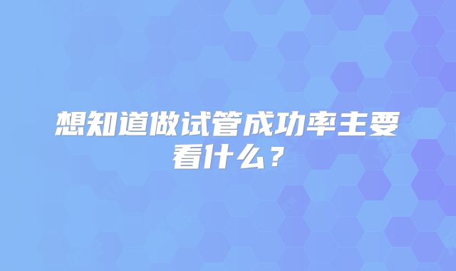 想知道做试管成功率主要看什么？