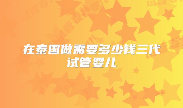 在泰国做需要多少钱三代试管婴儿
