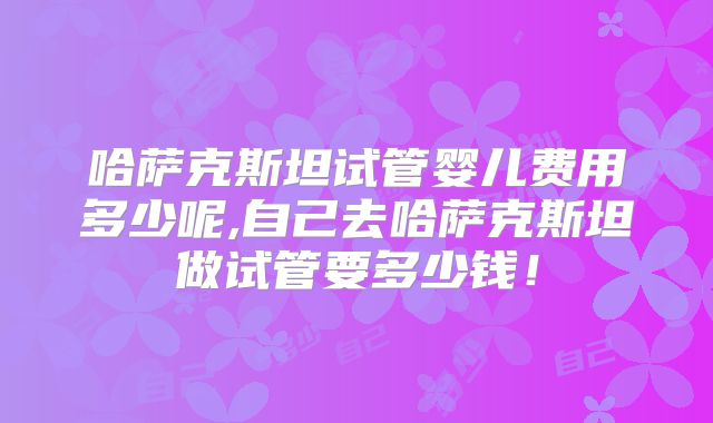 哈萨克斯坦试管婴儿费用多少呢,自己去哈萨克斯坦做试管要多少钱！