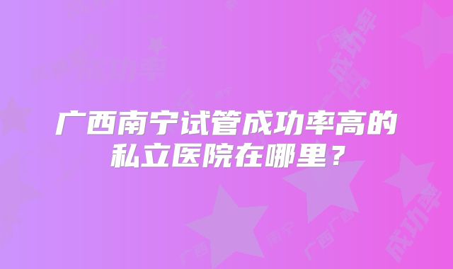 广西南宁试管成功率高的私立医院在哪里?