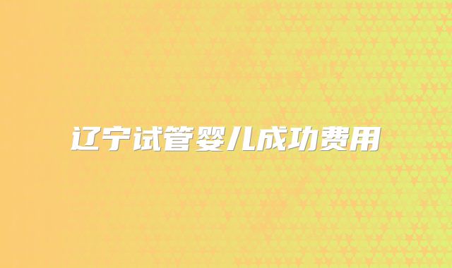 辽宁试管婴儿成功费用