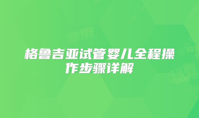 格鲁吉亚试管婴儿全程操作步骤详解
