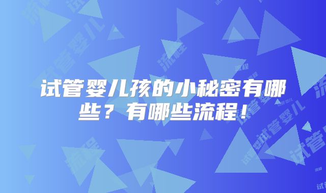 试管婴儿孩的小秘密有哪些?有哪些流程!
