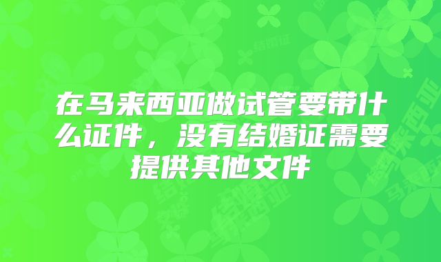 在马来西亚做试管要带什么证件,没有结婚证需要提供其他文件