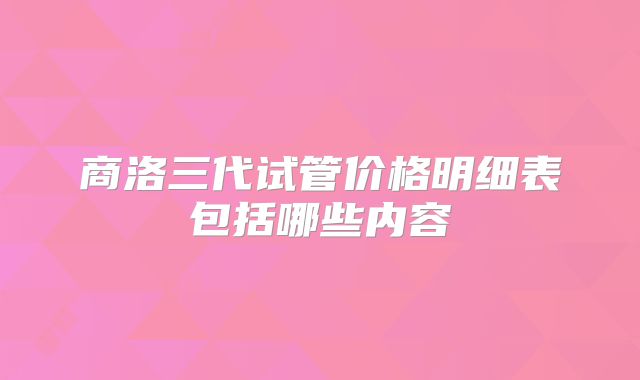 商洛三代试管价格明细表包括哪些内容