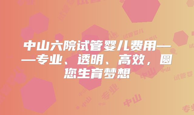 中山六院试管婴儿费用——专业、透明、高效，圆您生育梦想