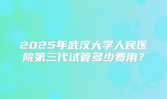 2025年武汉大学人民医院第三代试管多少费用？