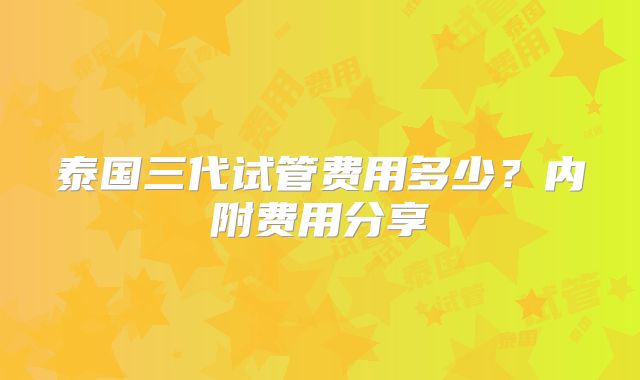 泰国三代试管费用多少？内附费用分享