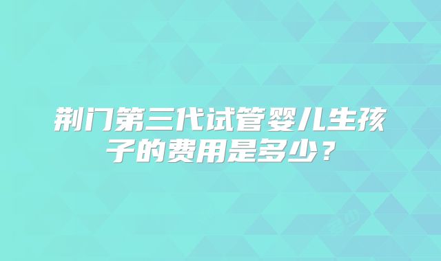 荆门第三代试管婴儿生孩子的费用是多少?