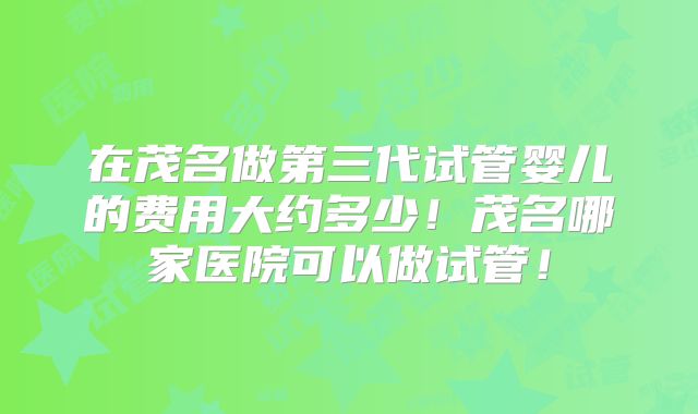 在茂名做第三代试管婴儿的费用大约多少！茂名哪家医院可以做试管！