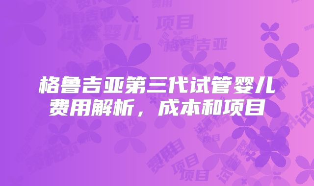 格鲁吉亚第三代试管婴儿费用解析，成本和项目