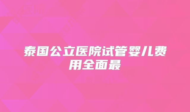 泰国公立医院试管婴儿费用全面最