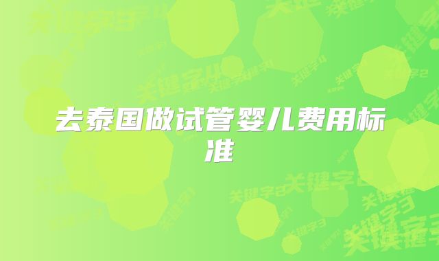去泰国做试管婴儿费用标准