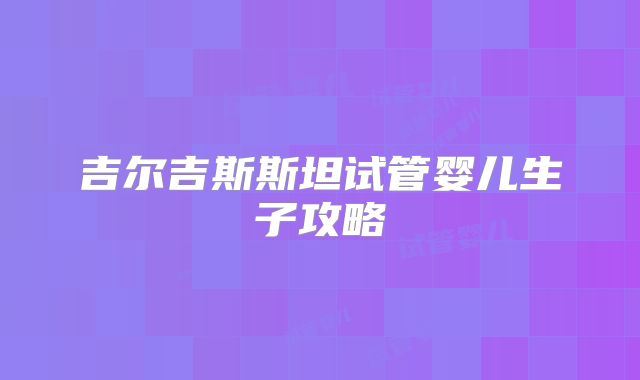 吉尔吉斯斯坦试管婴儿生子攻略