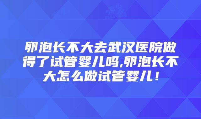 卵泡长不大去武汉医院做得了试管婴儿吗,卵泡长不大怎么做试管婴儿！