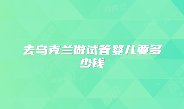 去乌克兰做试管婴儿要多少钱
