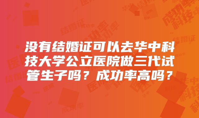 没有结婚证可以去华中科技大学公立医院做三代试管生子吗？成功率高吗？