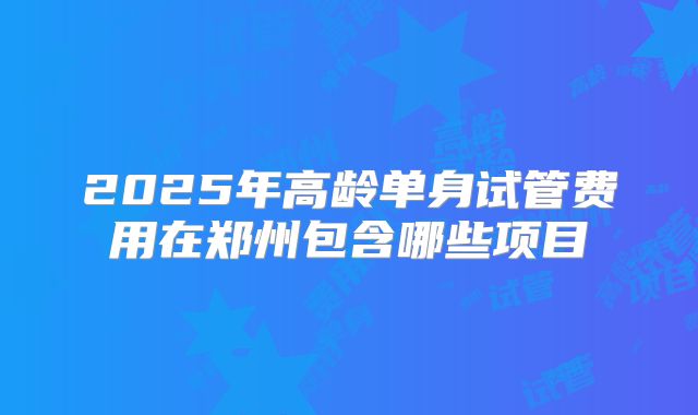 2025年高龄单身试管费用在郑州包含哪些项目