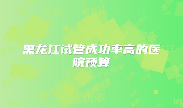 黑龙江试管成功率高的医院预算