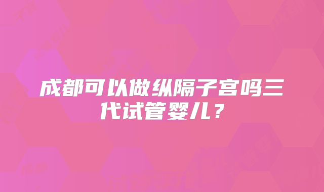 成都可以做纵隔子宫吗三代试管婴儿?