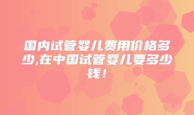 国内试管婴儿费用价格多少,在中国试管婴儿要多少钱！