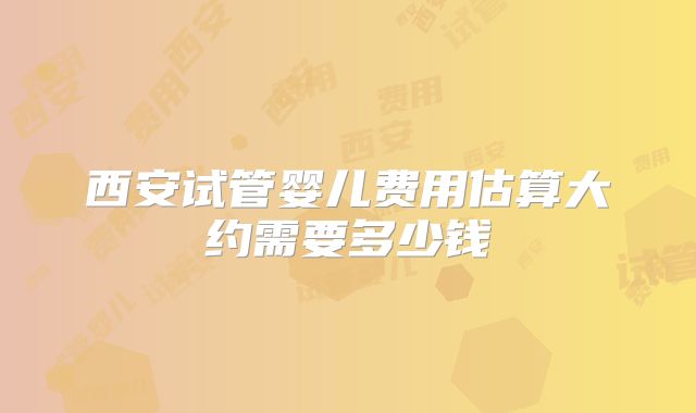 西安试管婴儿费用估算大约需要多少钱