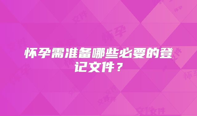 怀孕需准备哪些必要的登记文件？