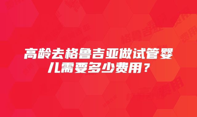 高龄去格鲁吉亚做试管婴儿需要多少费用？