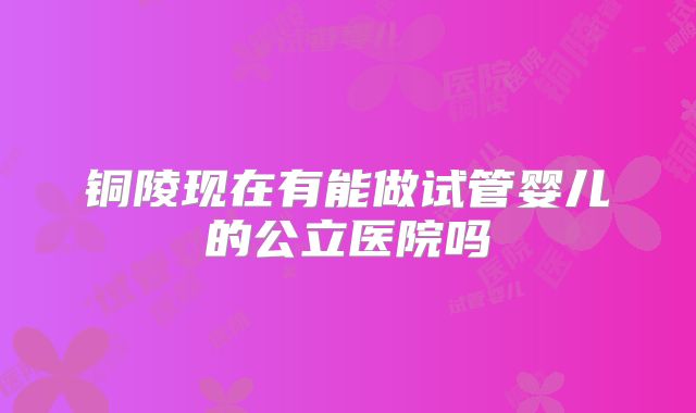 铜陵现在有能做试管婴儿的公立医院吗