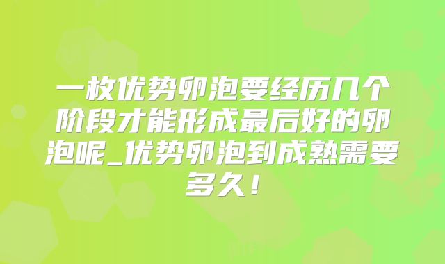 一枚优势卵泡要经历几个阶段才能形成最后好的卵泡呢_优势卵泡到成熟需要多久！