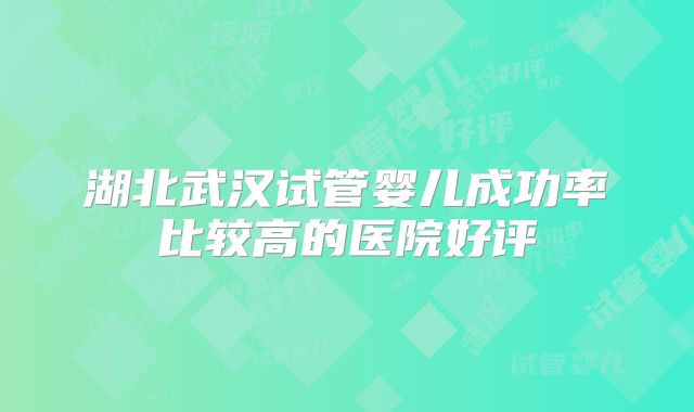 湖北武汉试管婴儿成功率比较高的医院好评