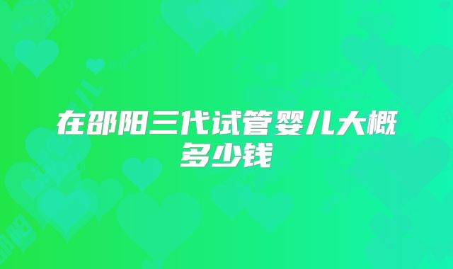 在邵阳三代试管婴儿大概多少钱
