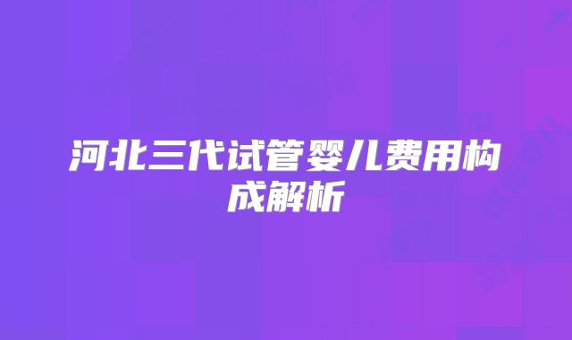 河北三代试管婴儿费用构成解析