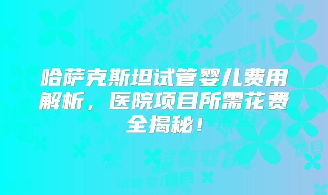 哈萨克斯坦试管婴儿费用解析，医院项目所需花费全揭秘！