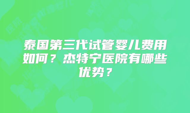 泰国第三代试管婴儿费用如何？杰特宁医院有哪些优势？