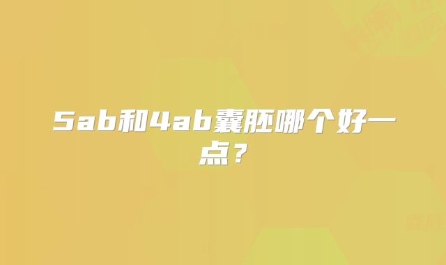 5ab和4ab囊胚哪个好一点？