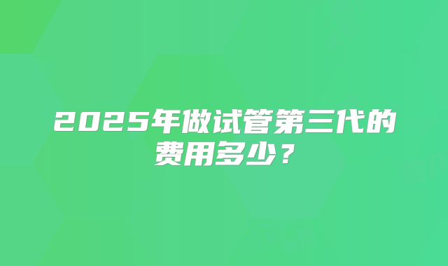 2025年做试管第三代的费用多少?