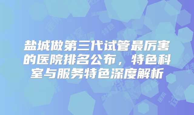 盐城做第三代试管最厉害的医院排名公布，特色科室与服务特色深度解析