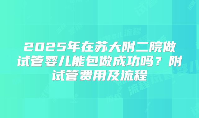 2025年在苏大附二院做试管婴儿能包做成功吗？附试管费用及流程