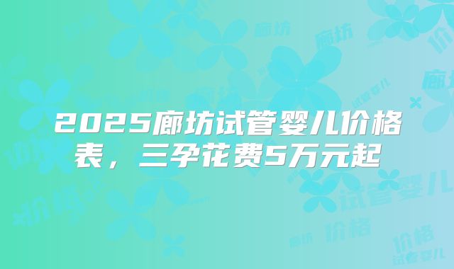 2025廊坊试管婴儿价格表，三孕花费5万元起